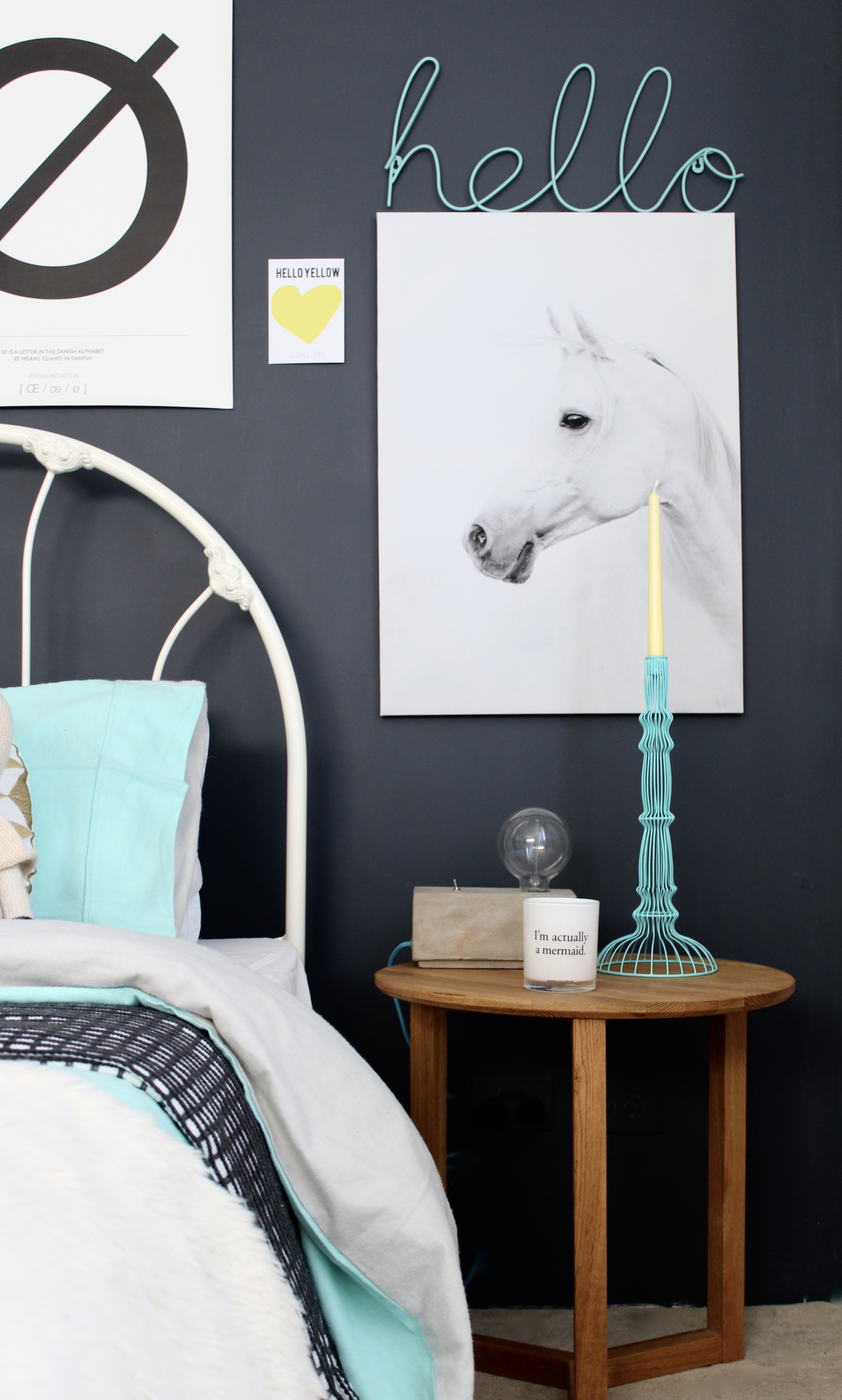 Grey and Mint girls bedroom