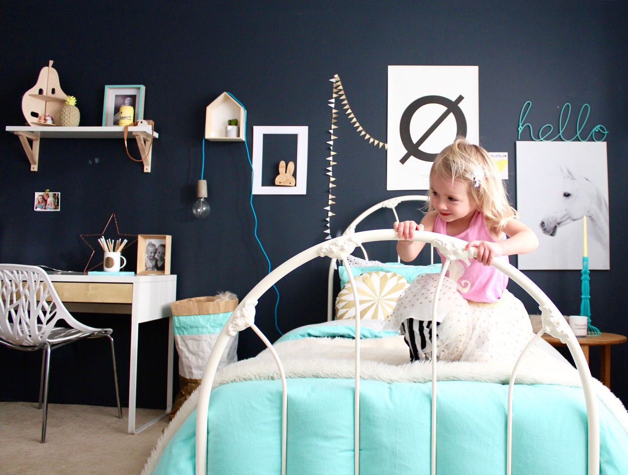 Mint and grey kids bedroom - four cheeky monkeys blog