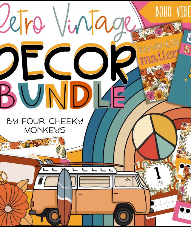 boho retro vintage classroom decor bundle ideas