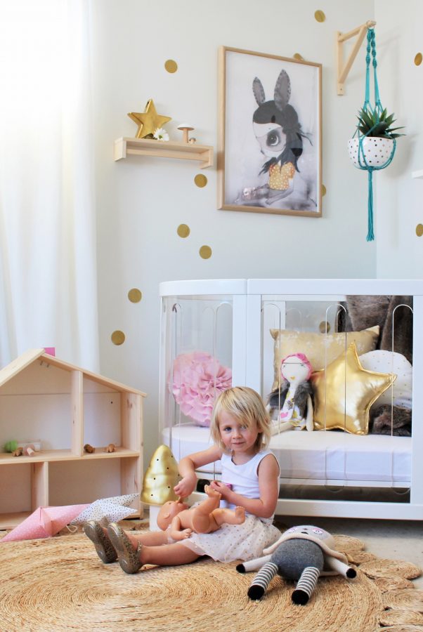 Nursery Tour - gold accents in a nursery featuring the kaylula cot