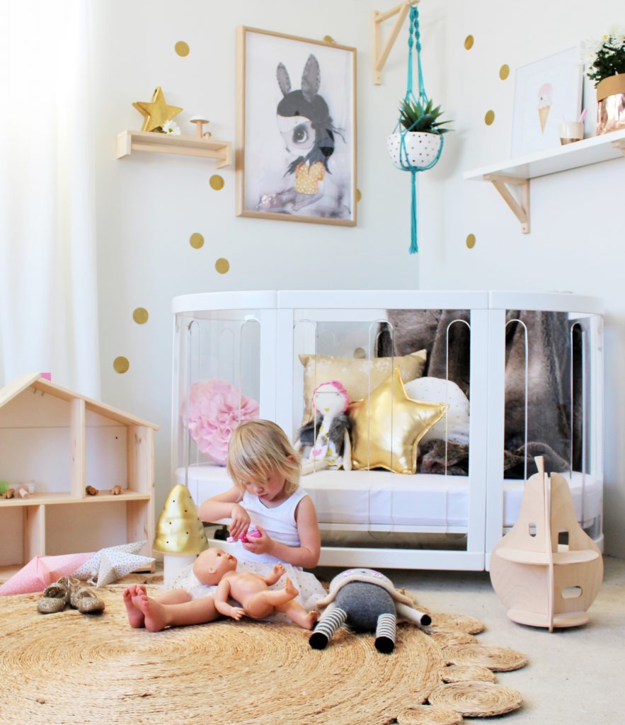 Nursery Tour - gold accents in a nursery featuring the kaylula cot